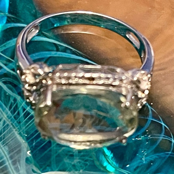 Amethyst Diamond Sapphire Ring Oval Cut 14K White Gold Sterling Silver W 7 NWT - Picture 7 of 17